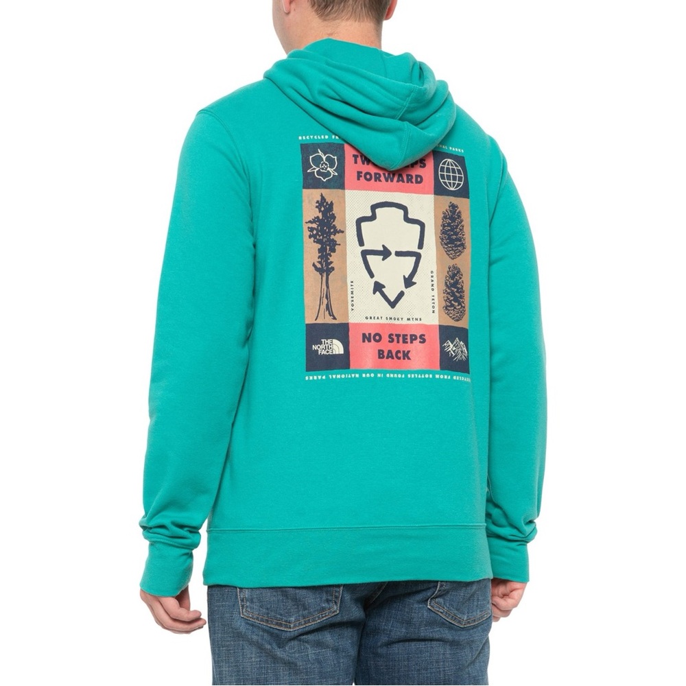 EUC The North Face Men’s Recycled National Parks Pullover Hoodie in Aqua Green